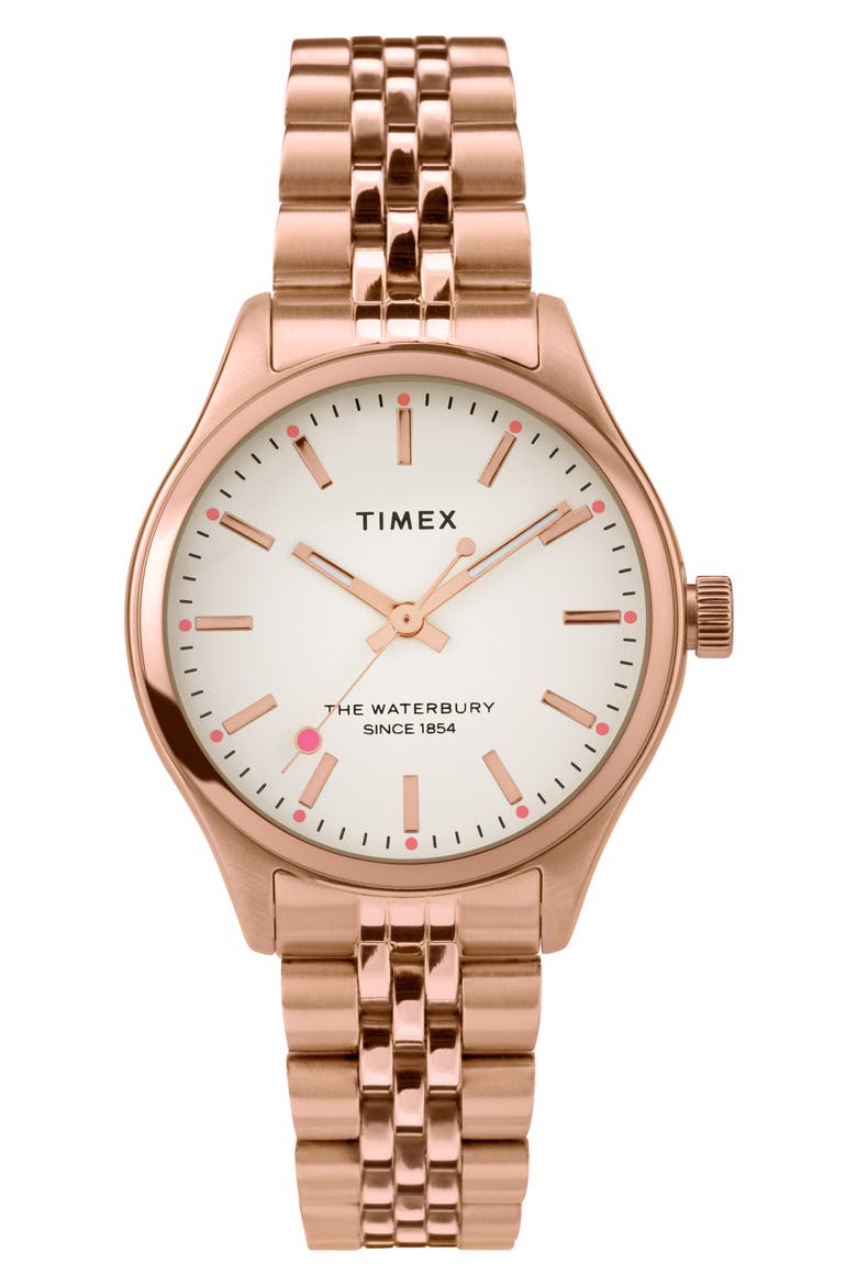 Waterbury INDIGLO Heart Bracelet Watch, 34mm, Main, color, ROSE GOLD/ CREAM/ ROSE GOLD