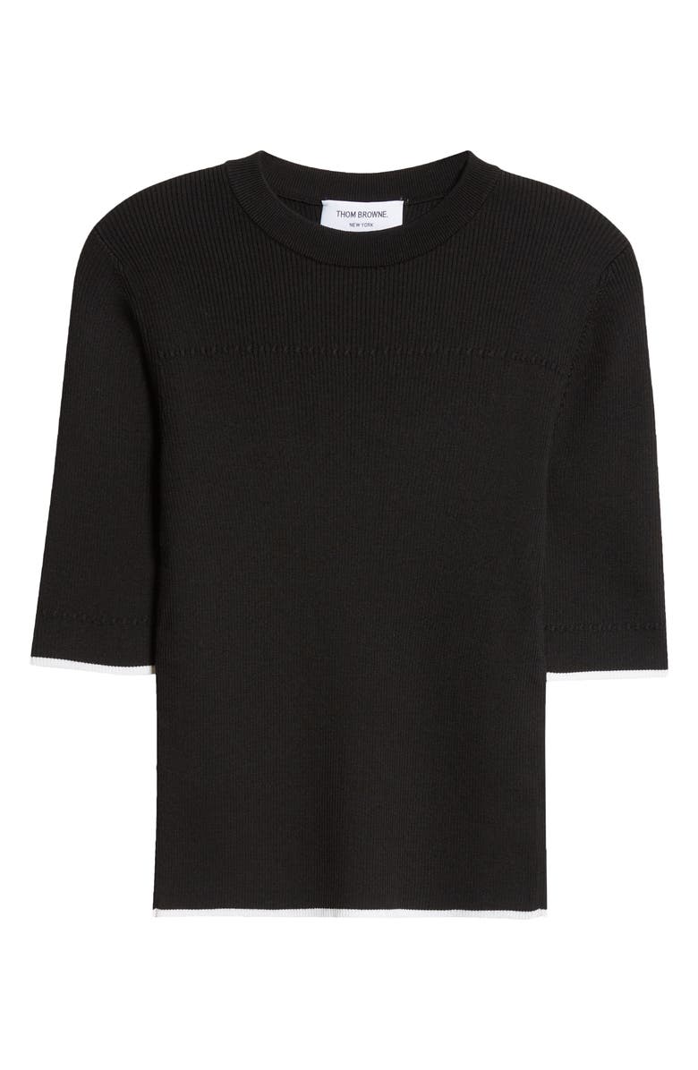 Thom Browne Tipped Virgin Wool & Silk Rib Sweater, Alternate, color,