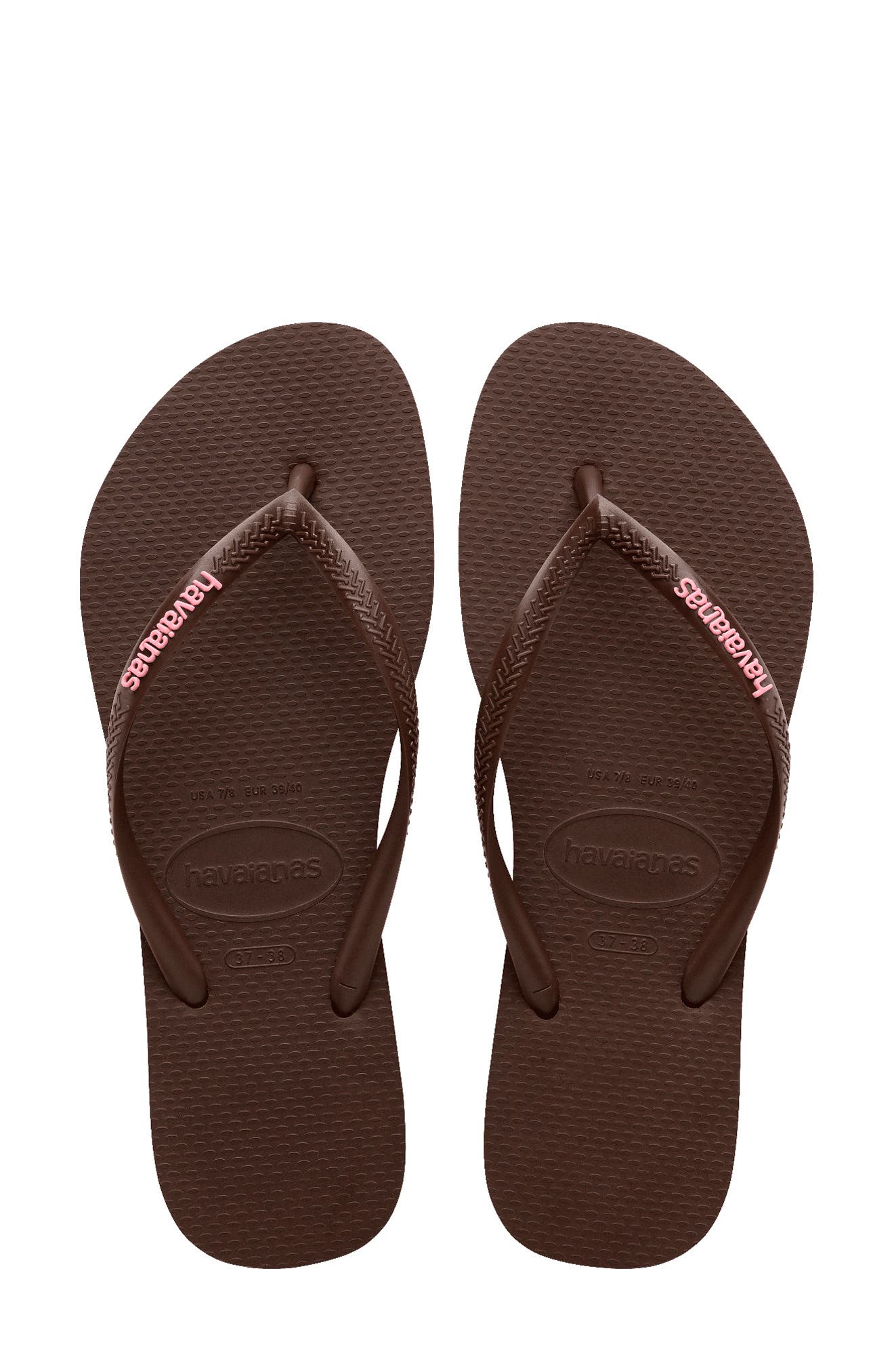 Slim Logo Flip Flop, Alternate, color, DARK BROWN