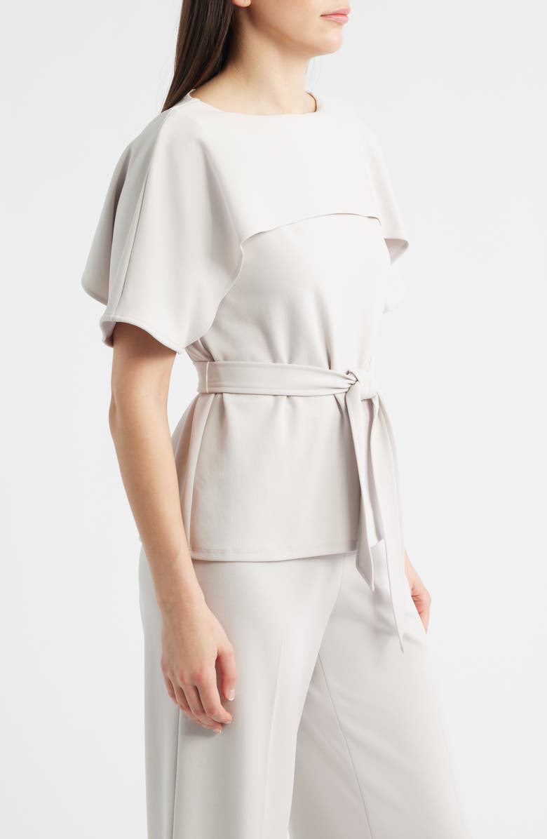 Anne Klein Layered Bateau Neck Knit Top, Alternate, color, Soft Pebble