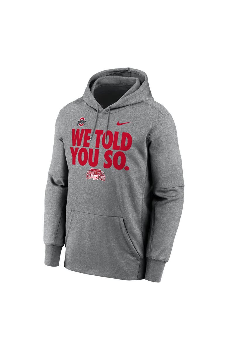 Nike Men's Nike Heather Gray Ohio State Buckeyes College Football Playoff 2024 National Champions We Told You So Pullover Hoodie, Alternate, color, 