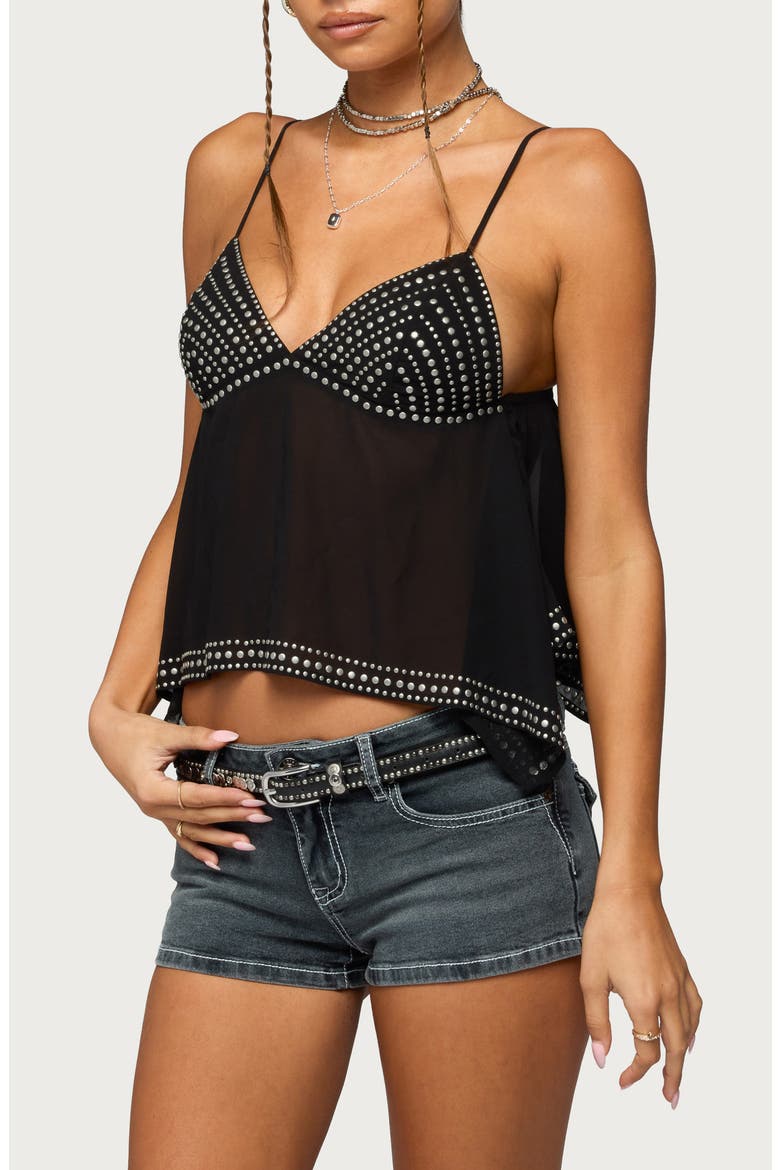 Studded Camisole, Alternate, color, BLACK