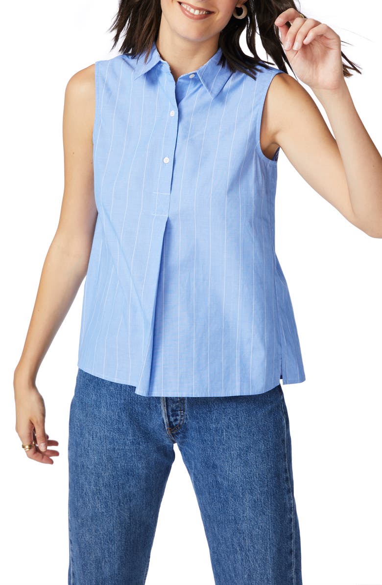 Court & Rowe Wide Stripe Sleeveless Cotton Shirt, Alternate, color,