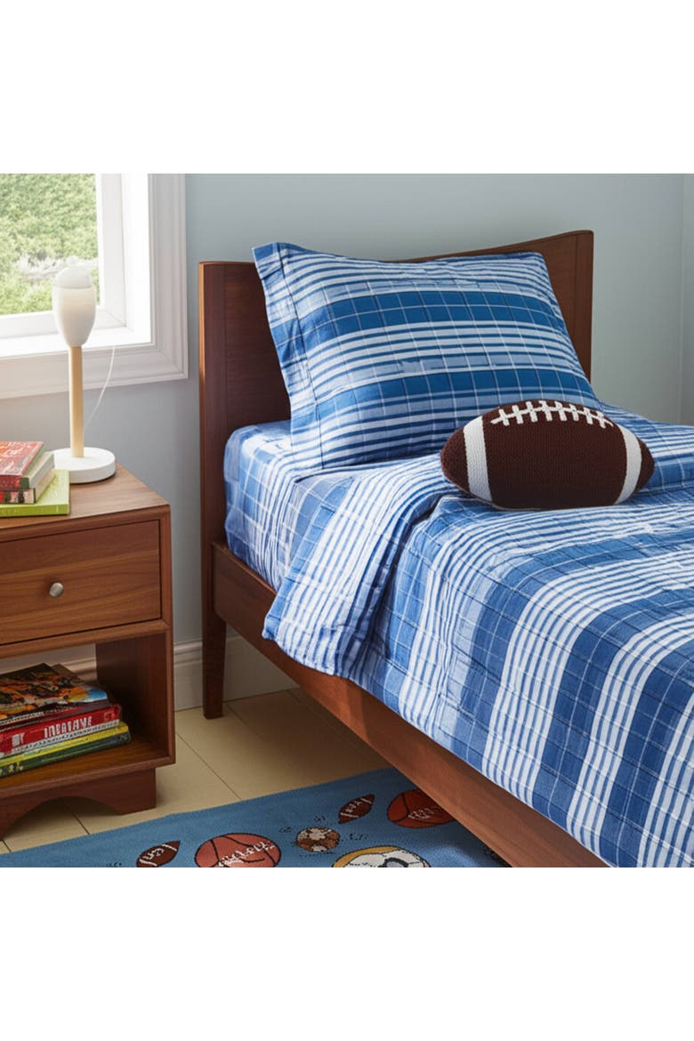 American Football Shaped Hooked Mini Accent Pillow 10.5" x 18", Alternate, color, Brown