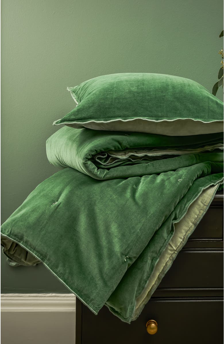 CHRISTY Harewood Luxury Double Sided Velvet Bedspread, Alternate, color, Sage
