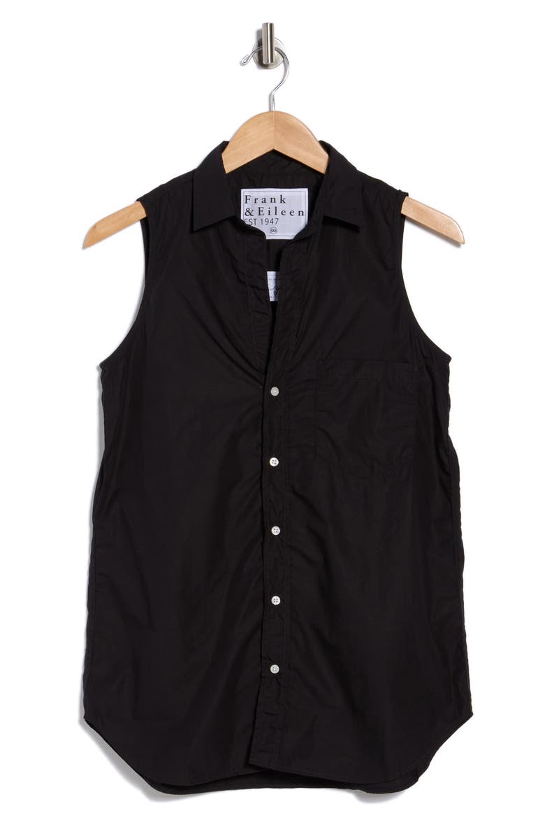 Cotton Button-Up Top, Main, color, BLACK SUPERLUXE