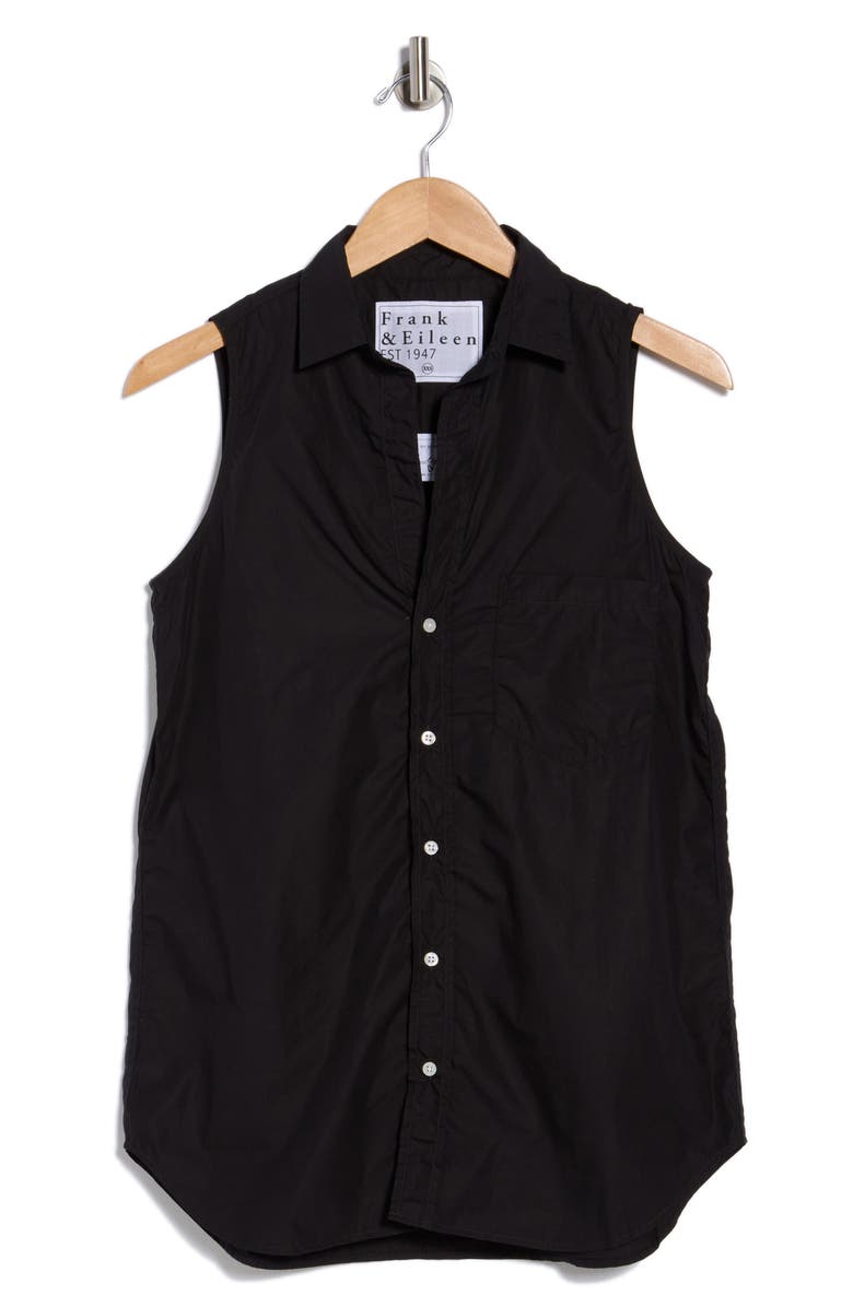 Frank & Eileen Cotton Button-Up Top, Main, color, Black Superluxe