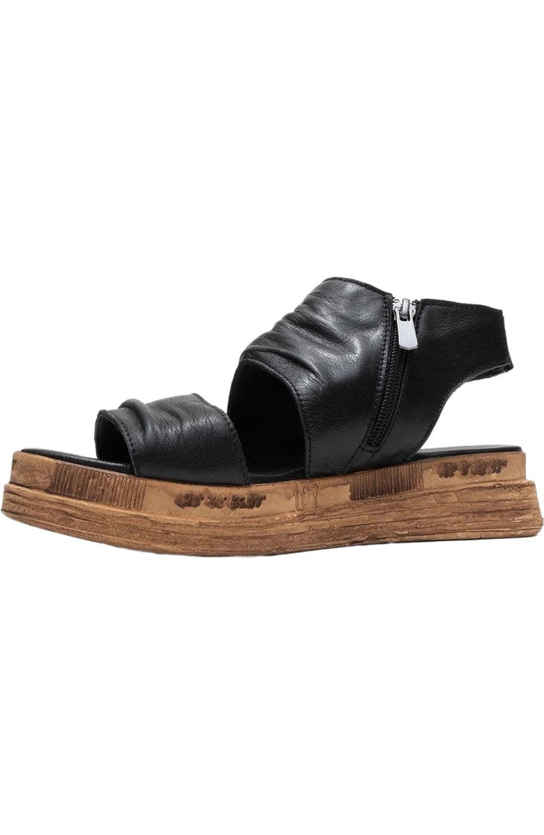 Forever & Always Shoes Lunas Leather Side-Zip Flat Heel Sandal, Alternate, color, Black Leather