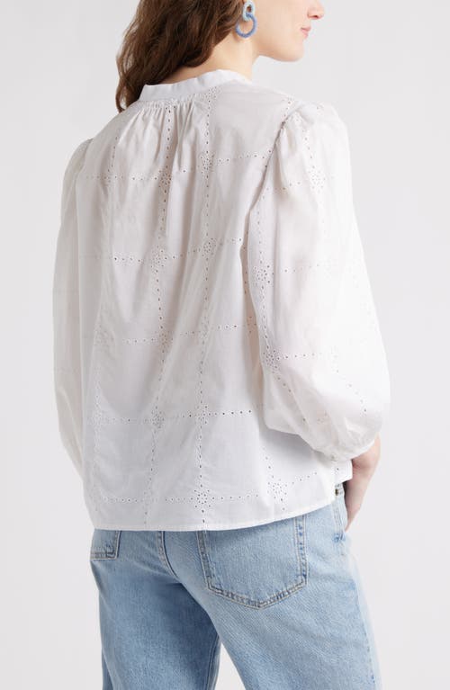 Caslonr Caslon(r) Eyelet Embroidered Cotton Popover Top