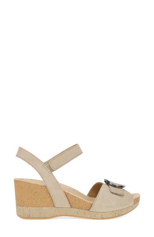 Dansko Stella Ankle Strap Platform Wedge Sandal In Sand Milled Nubuck