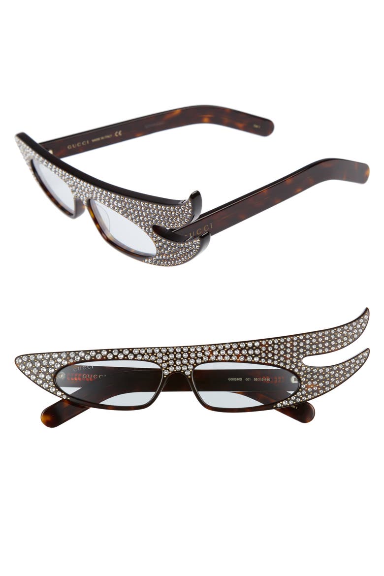 56mm Embellished Statement Sunglasses, Main, color, HAVANA
