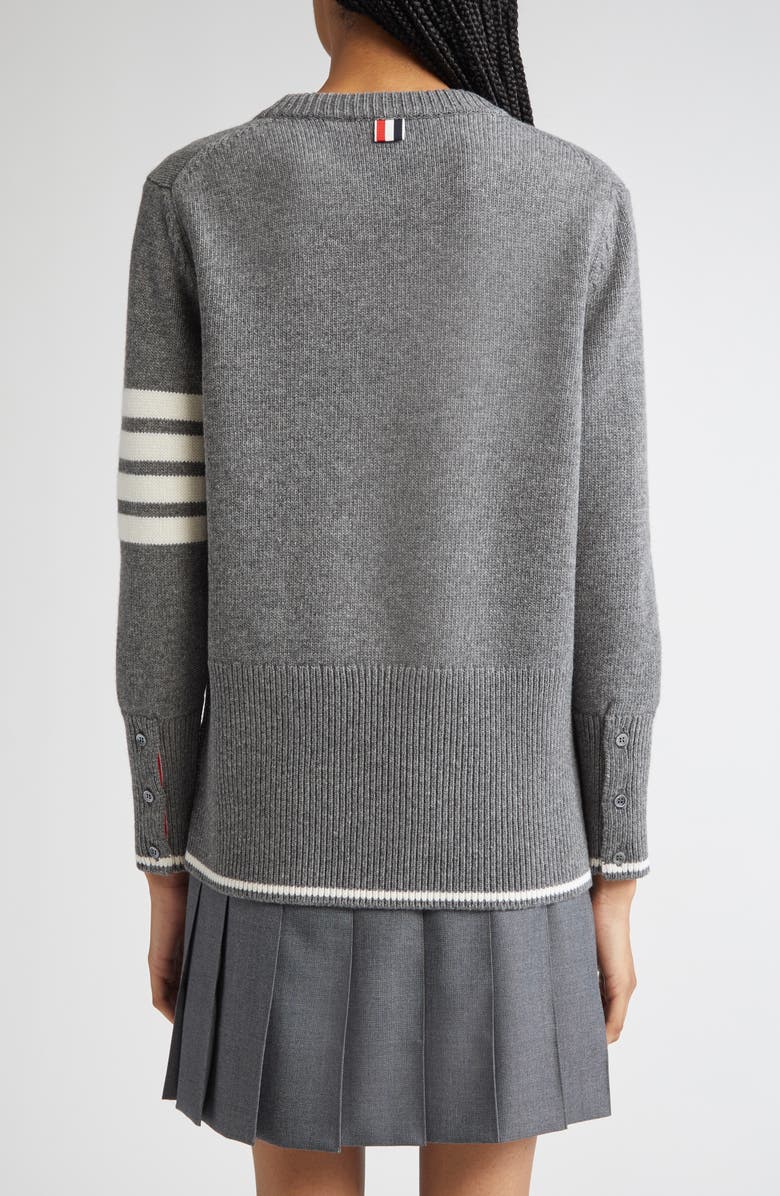 Thom Browne Geese Intarsia Boxy Virgin Wool Crewneck Sweater, Alternate, color, Medium Grey