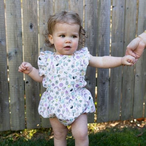 Worthy Threads Ruffle Sleeve Bubble Romper In 90s Toys