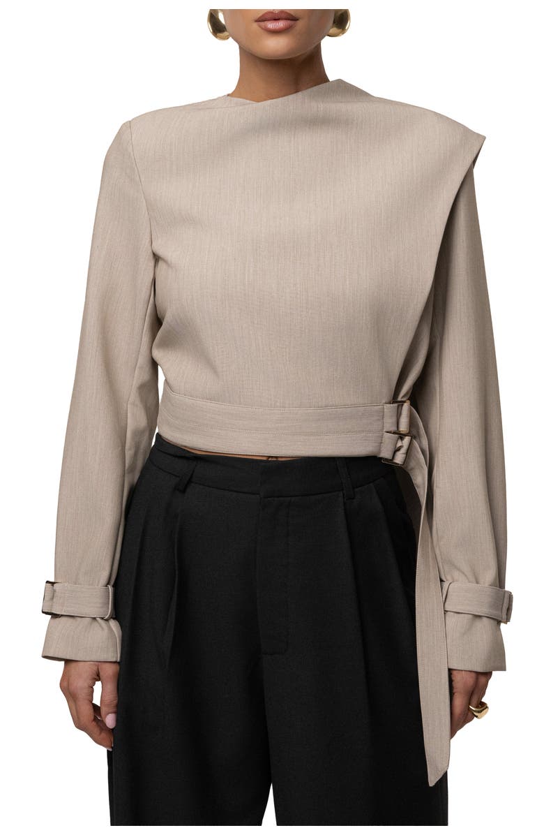 JLUXLABEL Aligned Scarf Top, Main, color, Beige