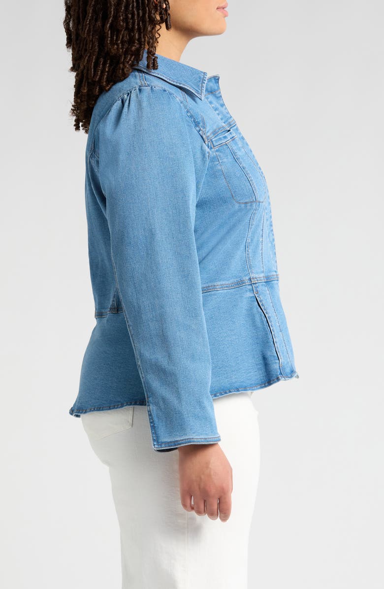 Wit & Wisdom Peplum Denim Jacket, Alternate, color, Light Blue