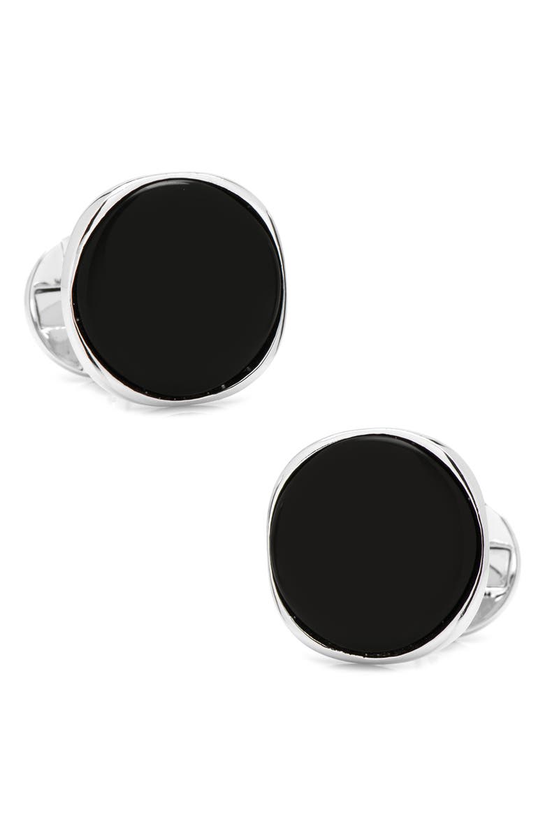 Cufflinks, Inc. Stone Inlay Round Cuff Links, Main, color, Black Onyx