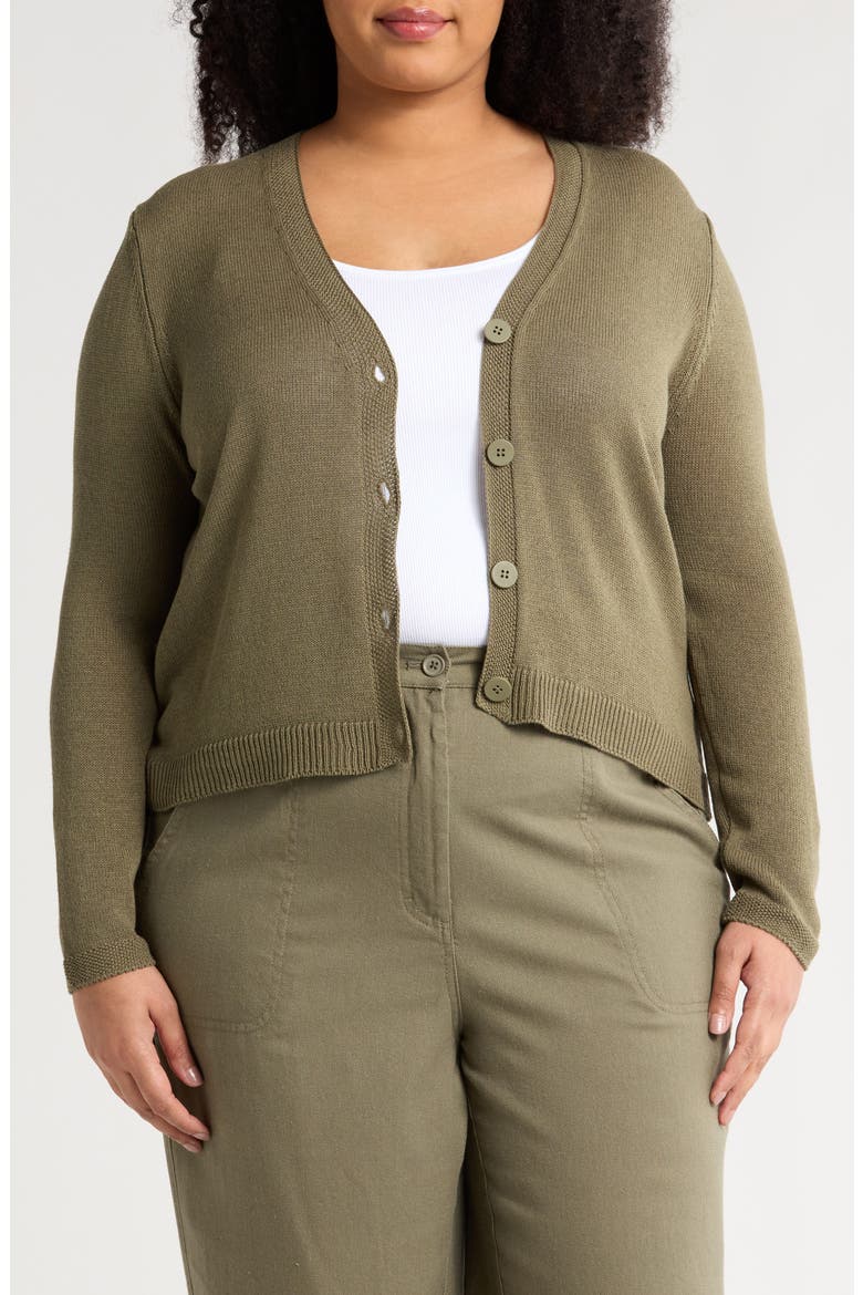 V-Neck Button Front Cardigan, Main, color, ARMY
