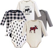 Hudson Baby Five-Piece Collection of Long-Sleeve Cotton Bodysuits