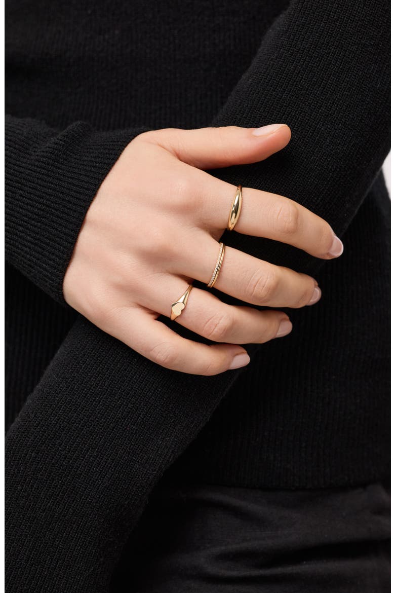 Solid Yellow Gold - Heart Signet Ring, Alternate, color, Gold