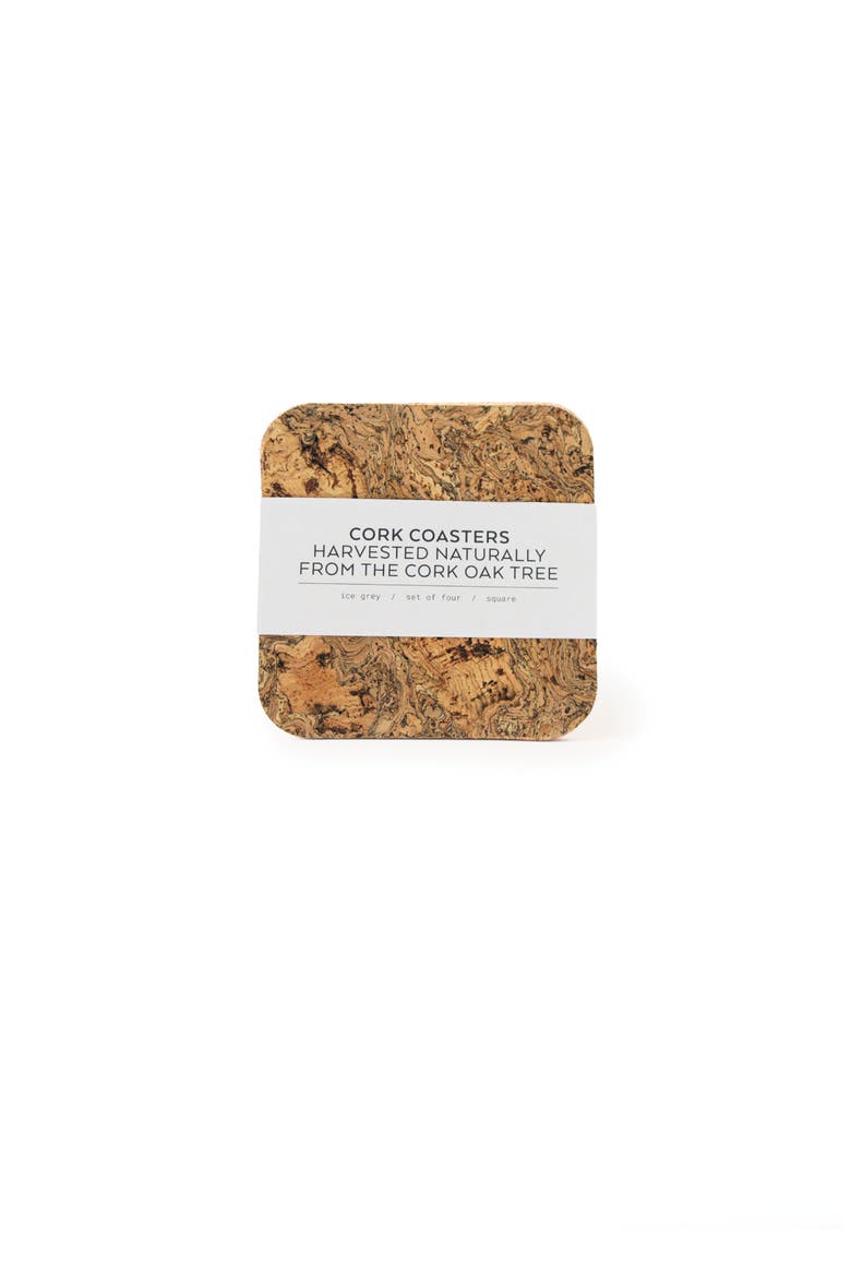 Natural Cork Square Coaster Set of 8, Main, color, Natural Cork