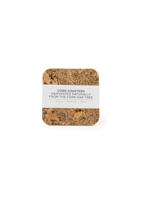 Natural Cork Square Coaster Set of 8