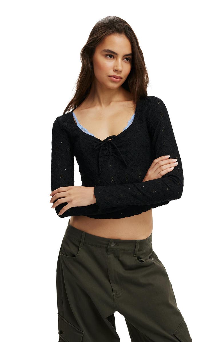 Cotton On Briony Tie Front Long Sleeve Top, Main, color, 