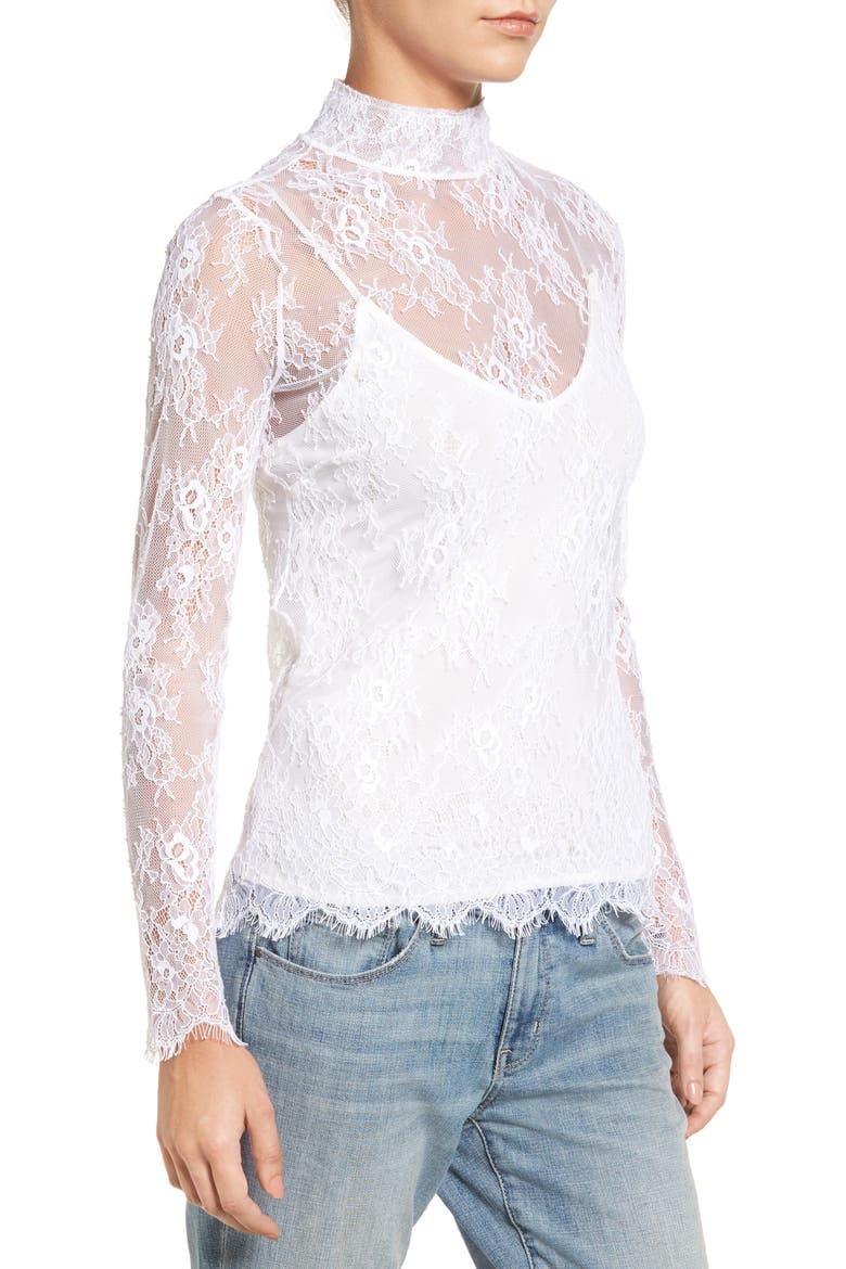 Sheer Lace Top, Alternate, color, WHITE