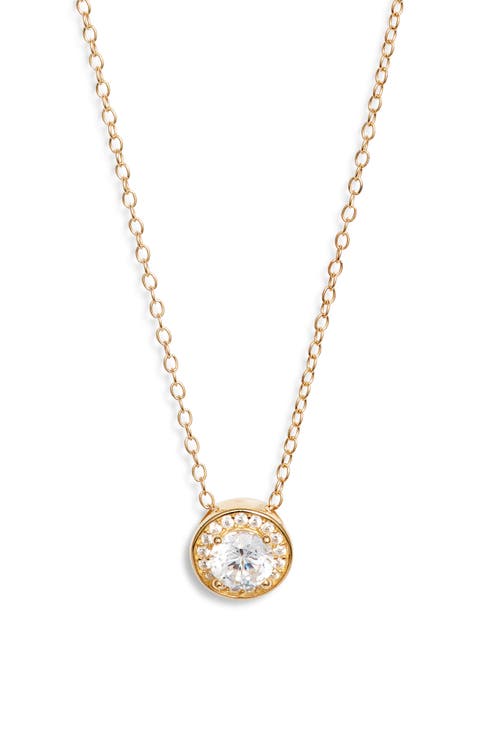 Cubic Zirconia Halo Pendant Necklace