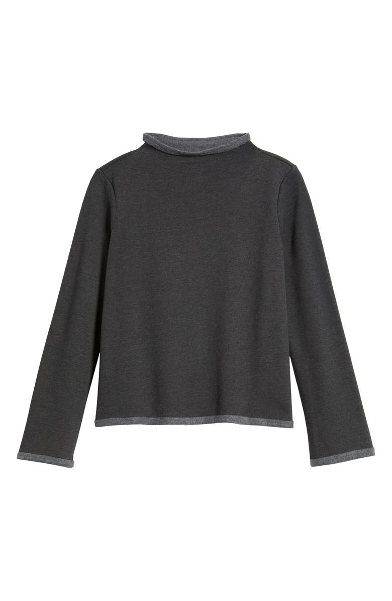 NZT by NIC+ZOE Lounge Around Funnel Neck Fleece Sweatshirt, Alternate, color, Charcoal