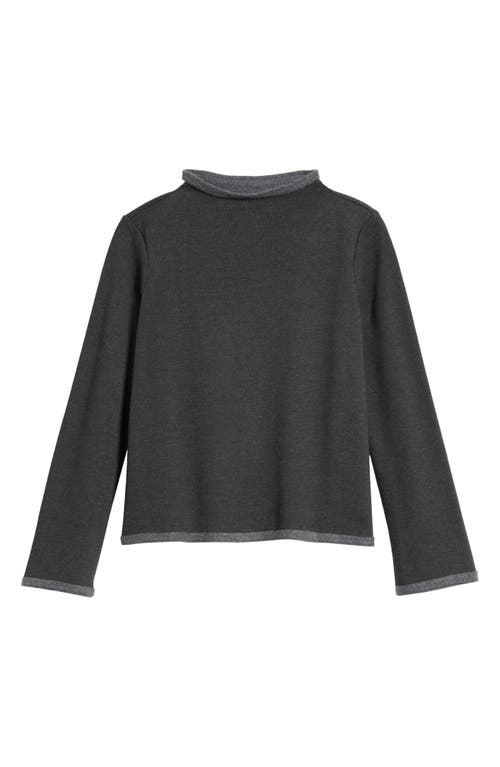 Nzt By Nic+zoe Lounge Around Funnel Neck Fleece Sweatshirt In Charcoal