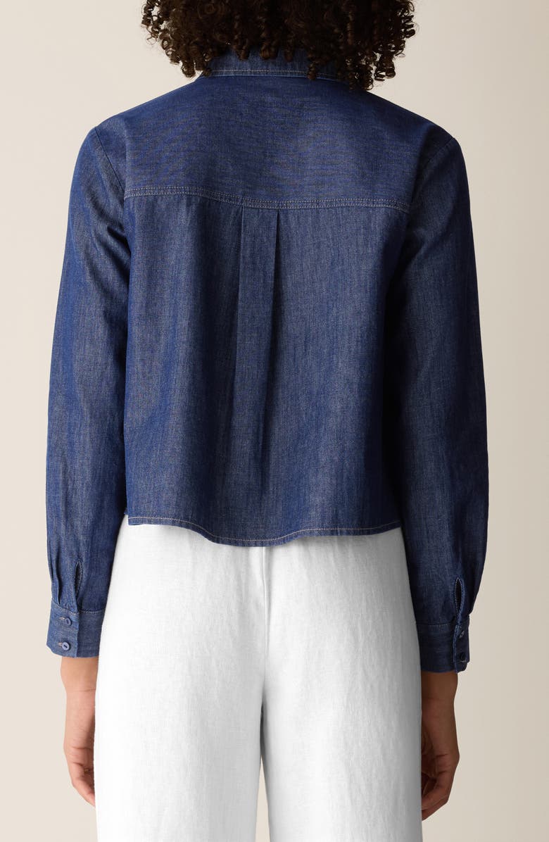 Eileen Fisher Button Front Denim Shirt, Alternate, color, Dark Indigo