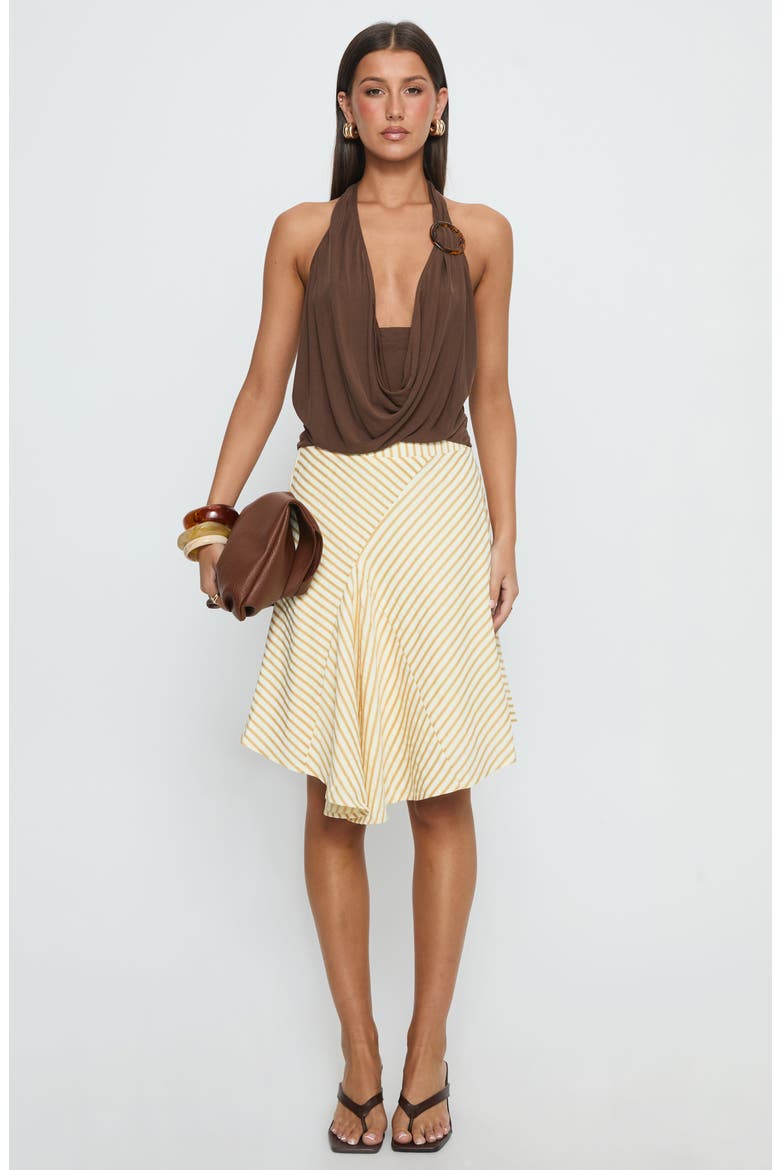 Lanelle Ring Detail Cowl Neck Halter Top, Alternate, color, CHOCOLATE