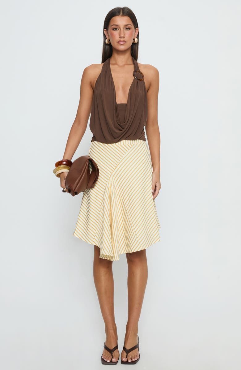 Princess Polly Lanelle Ring Detail Cowl Neck Halter Top, Alternate, color, Chocolate