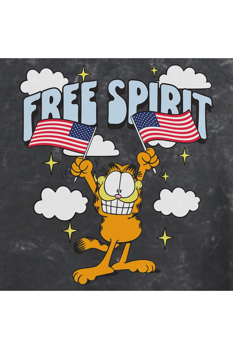 Junior's Garfield Free Spirit Smile  Graphic T-Shirt, Alternate, color, Black