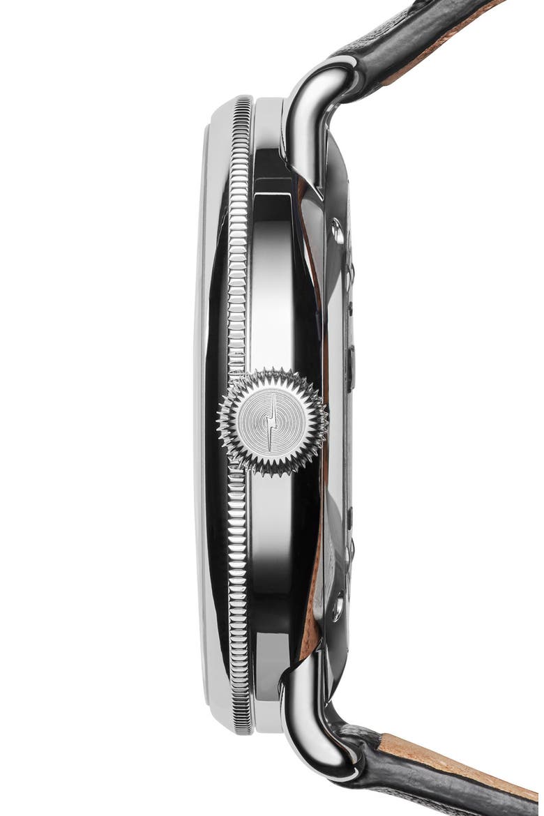 The Canfield Leather Strap Watch, 43mm, Alternate, color, SILVER