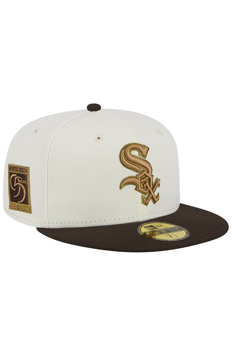 New Era Men's New Era White/Brown Chicago White Sox 95th Team Anniversary 59FIFTY Fitted Hat, Main, color, 
