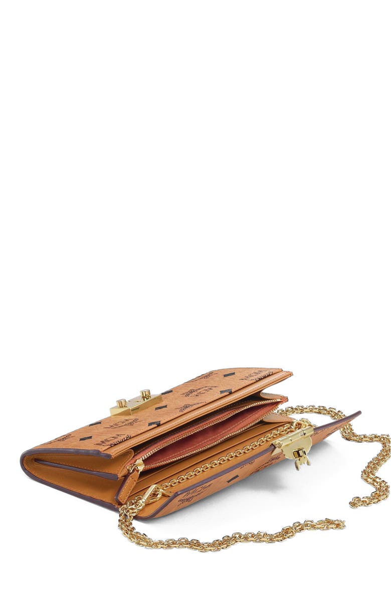MCM Tracy Crossbody Wallet in Visetos, Alternate, color, Cognac
