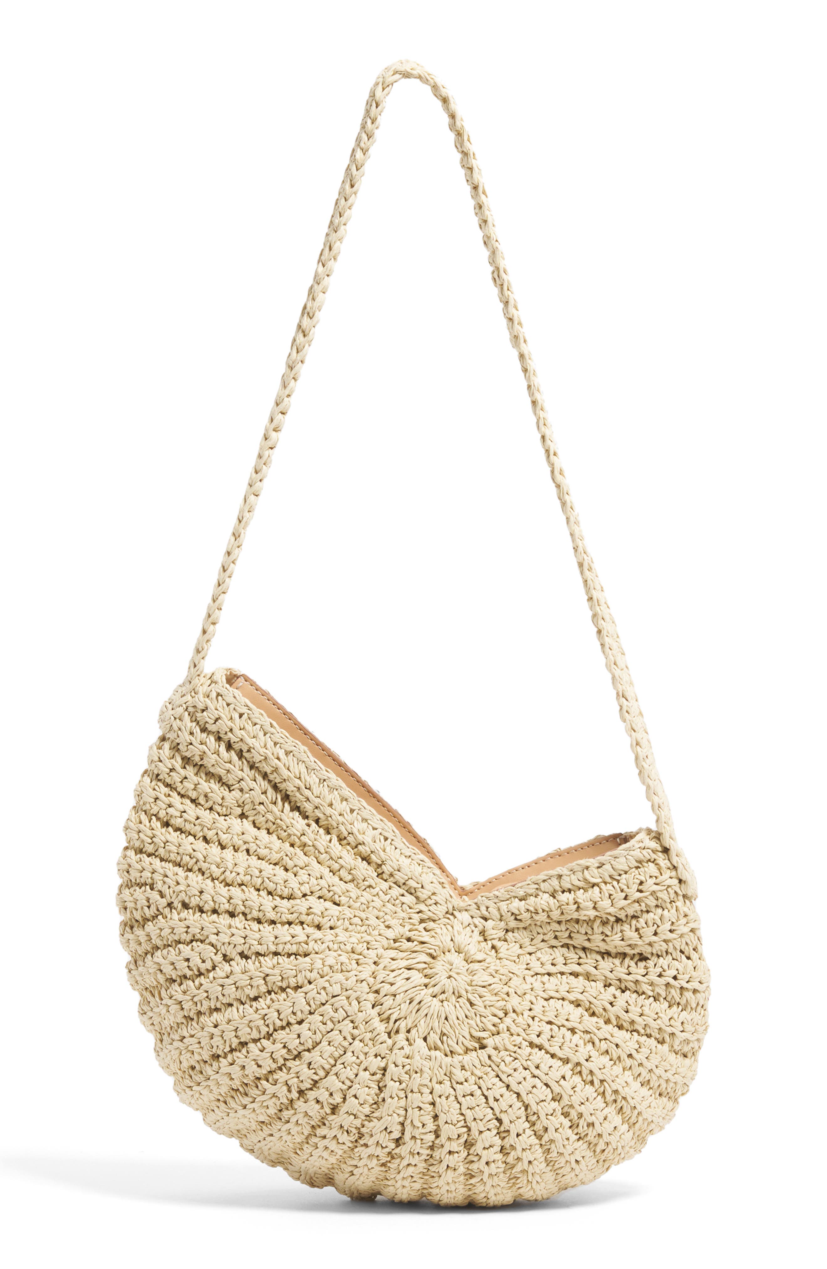Shell Spiral Raffia Crossbody Bag, Alternate, color, NATURAL