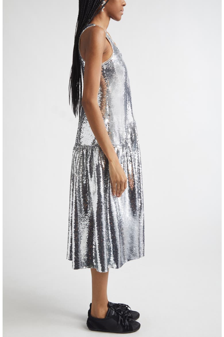 sequin flounce dress BCBGMAXAZRIA Noelle Fitted Sequin Flounce Dress
