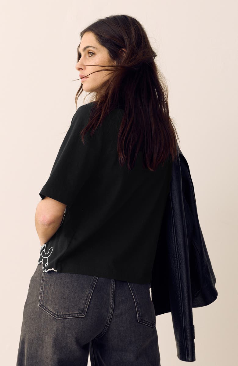 PER UNA BY M&S Pretty Cutwork Jersey T-Shirt, Alternate, color, Black