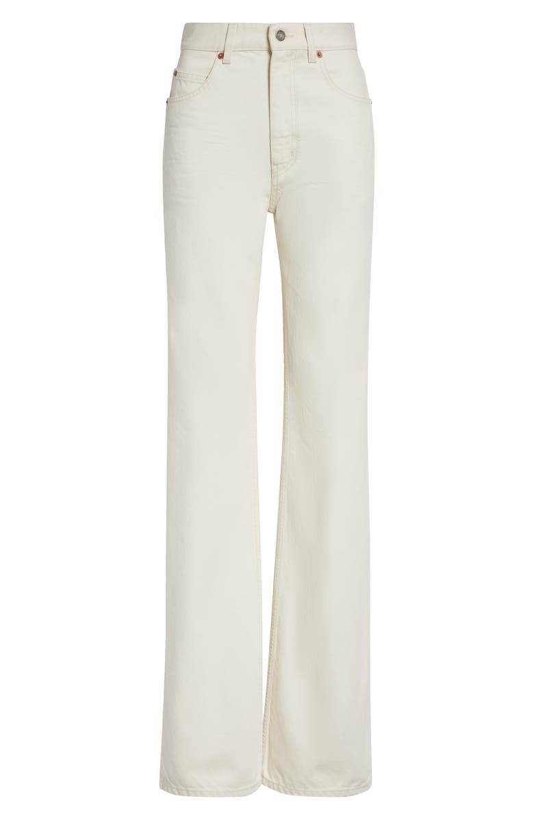 Saint Laurent '70s High Waist Bootcut Jeans, Main, color, Almond Milk