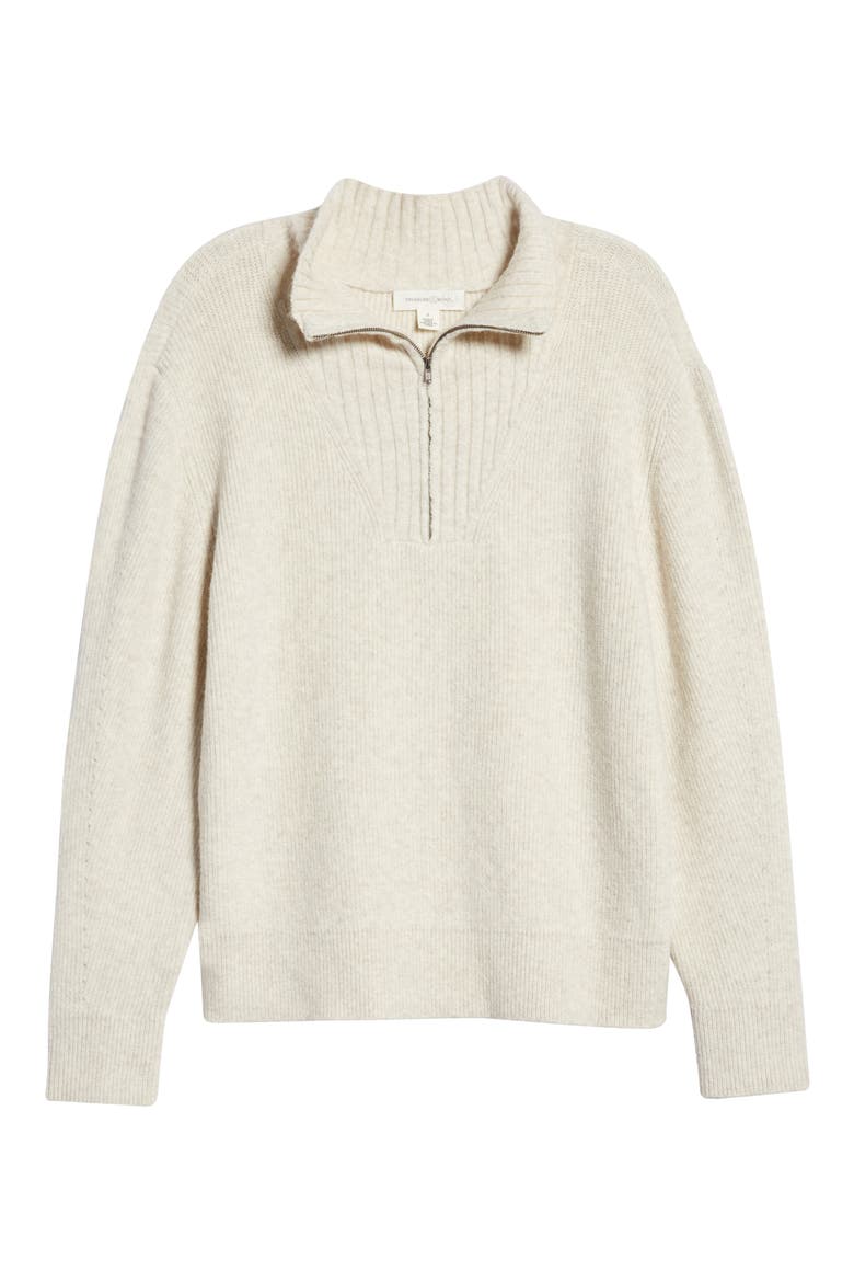Quarter Zip Mock Neck Sweater, Alternate, color, BEIGE OATMEAL LIGHT HEATHER