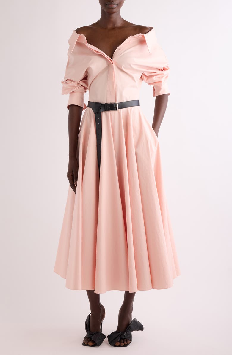 Givenchy Slashed Barrel Sleeve Cotton Poplin Button-Up Shirt, Alternate, color, Silk Pink