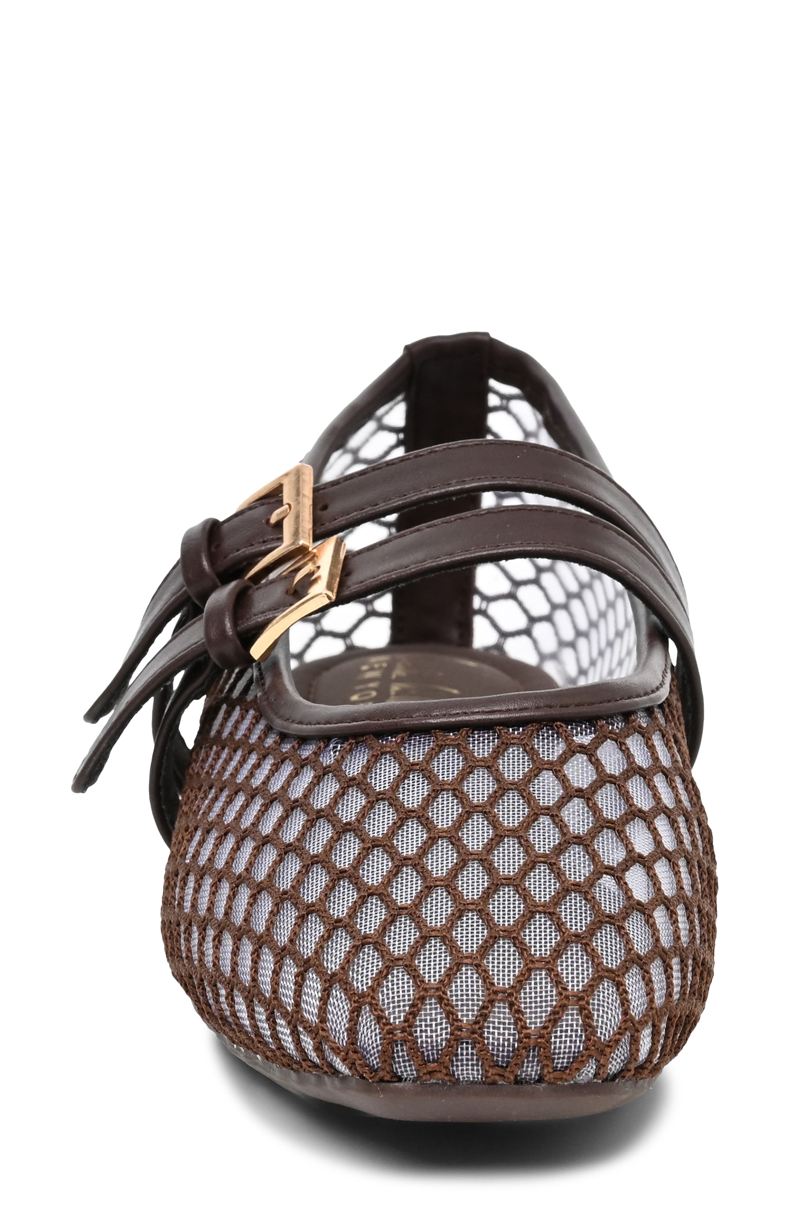 Buckled Mesh Flat, Alternate, color, CHOCOLATE