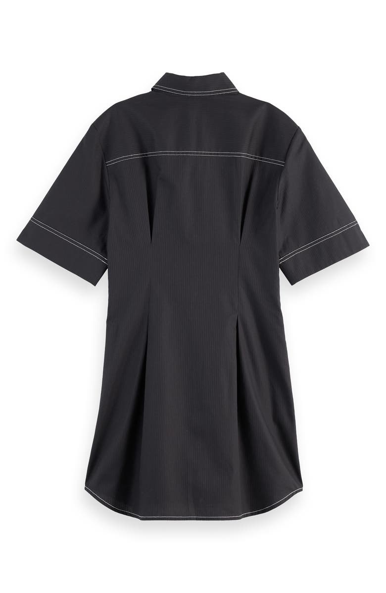 Scotch & Soda Stripe Structured Cotton Shirtdress, Alternate, color, Black