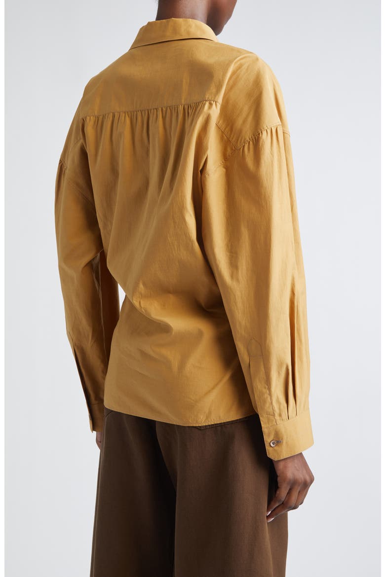 Twisted Cotton & Silk Button-Up Shirt, Alternate, color, CUMIN