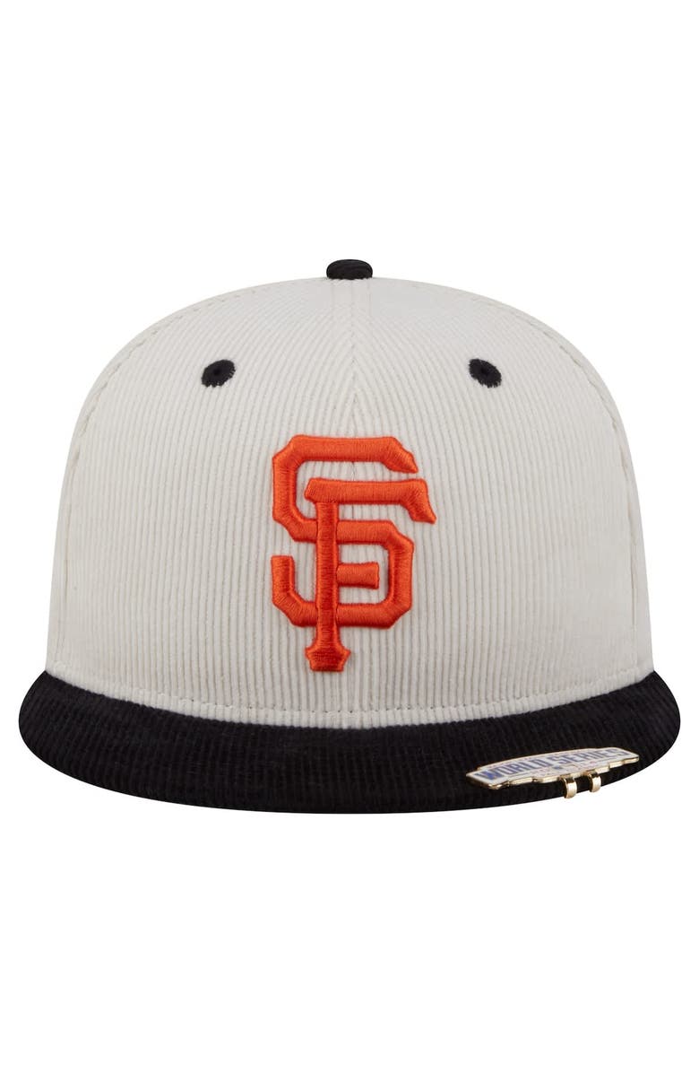 New Era Men's New Era Cream/Black San Francisco Giants Two-Tone Corduroy 59FIFTY Fitted Hat, Alternate, color, 