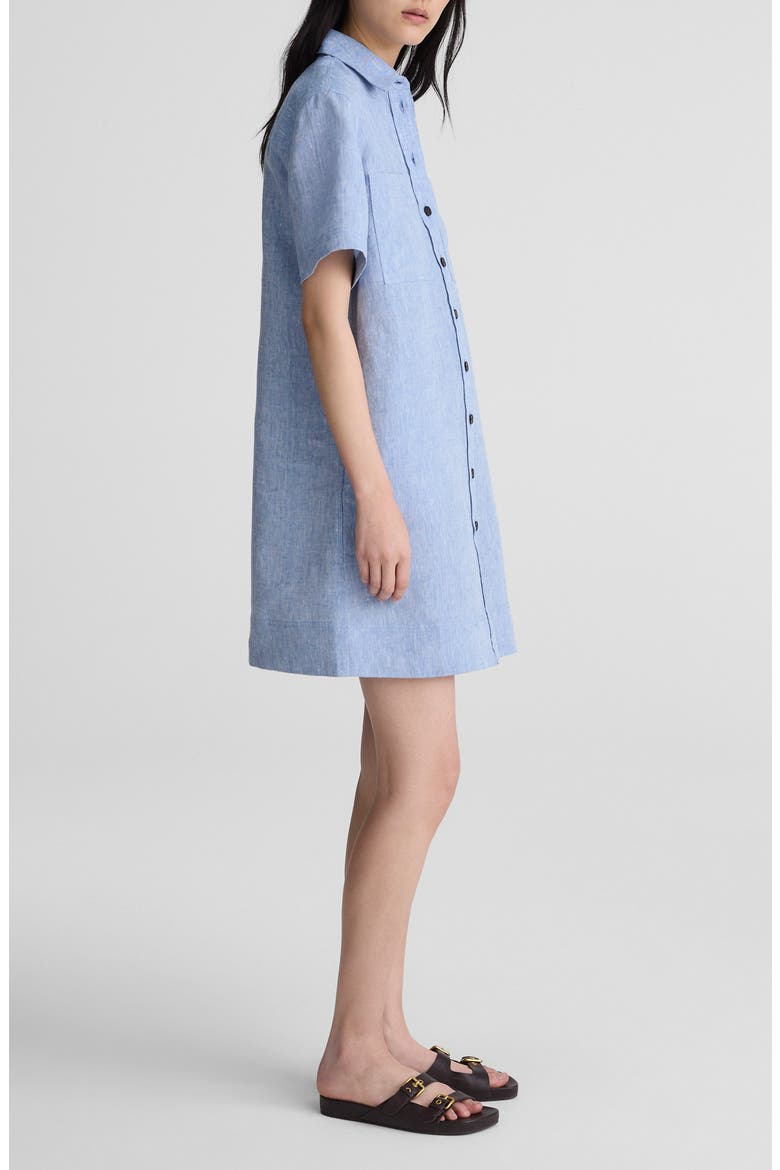 Relaxed Linen Mini Shirtdress, Alternate, color, SUNFADED BLUE