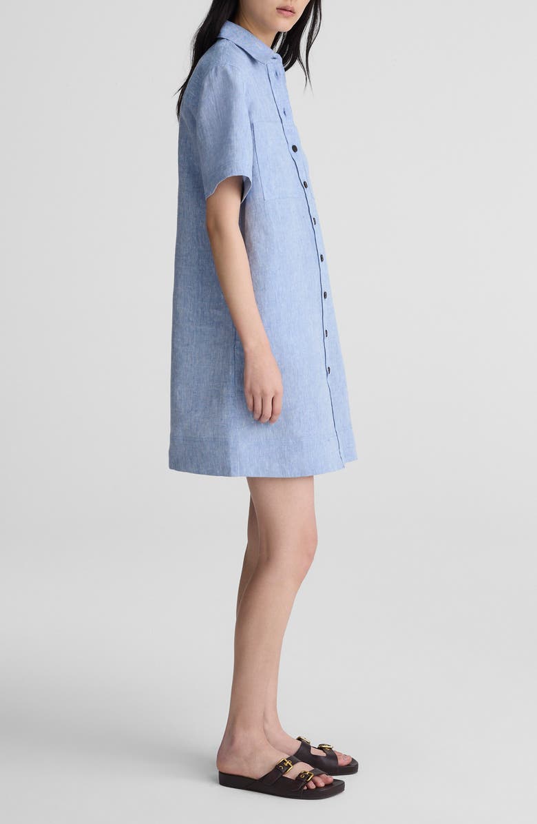 Madewell Relaxed Linen Mini Shirtdress, Alternate, color, Sunfaded Blue
