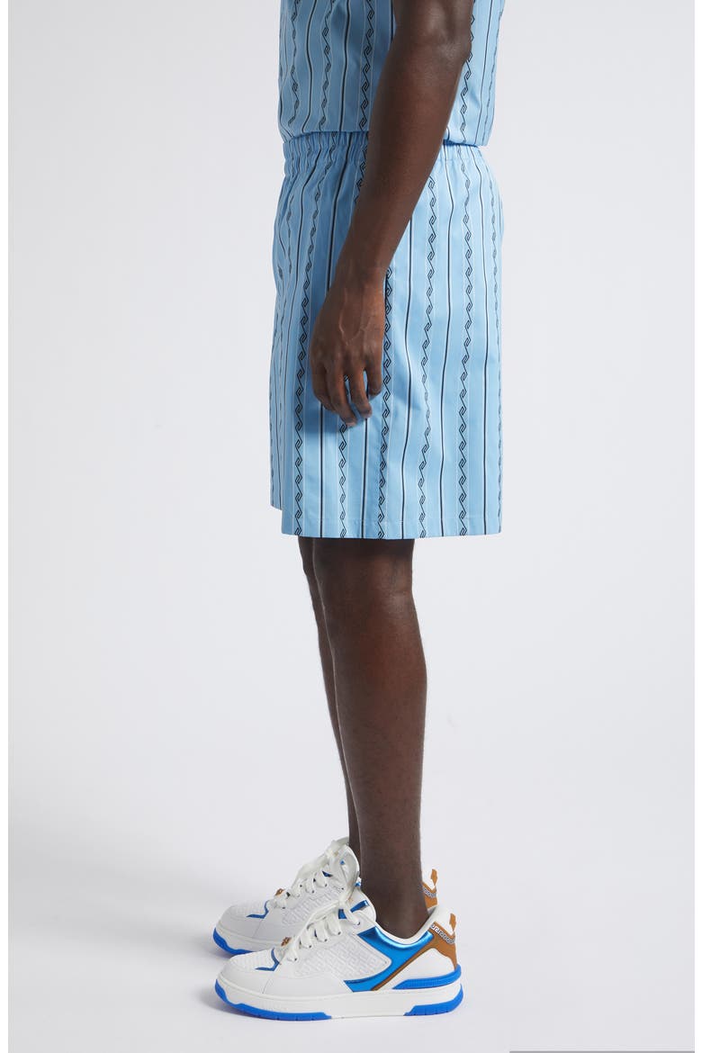 Greca Stripe Jacquard Shorts, Alternate, color, BRIGHT AVIO BLACK